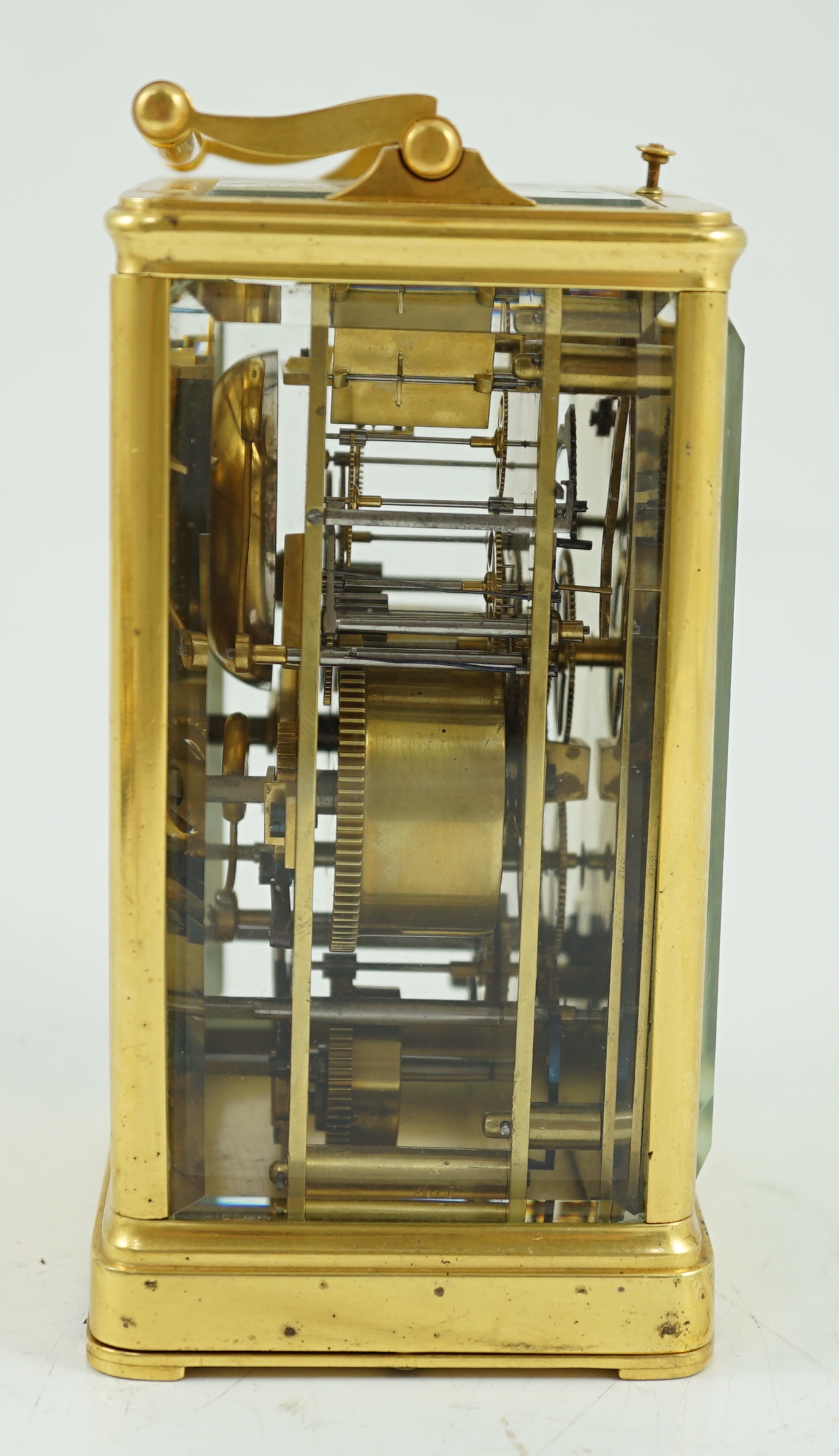 Scherer à Paris. A French hour repeating carriage clock, c.1840's, 10.25cm wide, 8cm deep, 15cm high